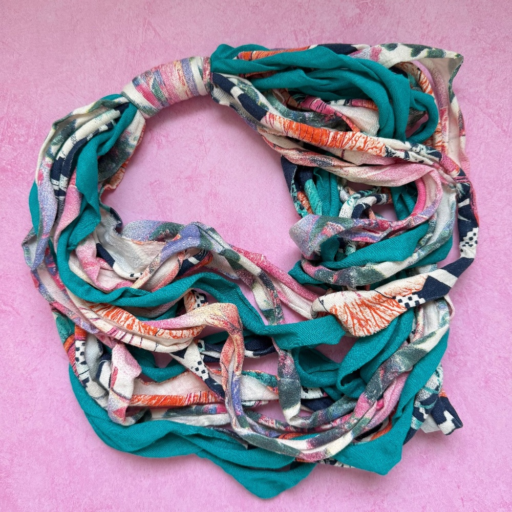 HANDMADE Necklace Fabric Strips Colorful